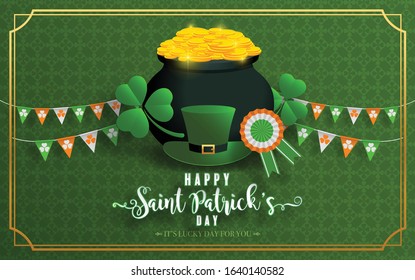 St.Patrick's Day background with craft style paper cut on background.