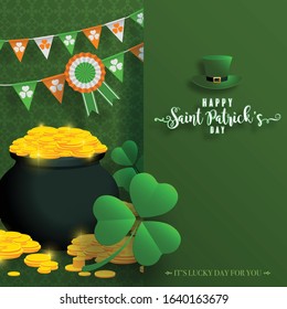 St.Patrick's Day background with craft style paper cut on background.