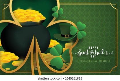 St.Patrick's Day background with craft style paper cut on background.