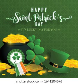 St.Patrick's Day background with craft style paper cut on background.