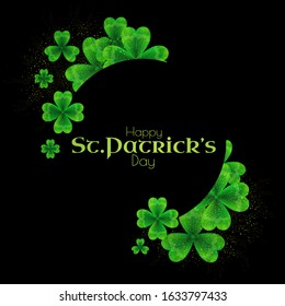 St'Patricks Day background with shamrock, circle banner eith lucky clover leaves.