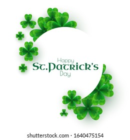 St'Patricks Day background with shamrock, circle banner eith lucky clover leaves.