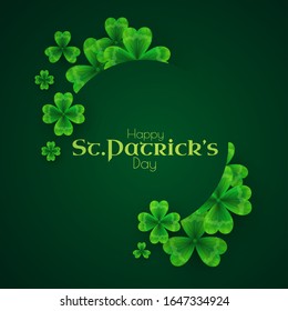 St'Patricks Day background with shamrock, circle banner eith lucky clover leaves.