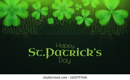 St'Patricks Day background with shamrock, lucky clover leaves.