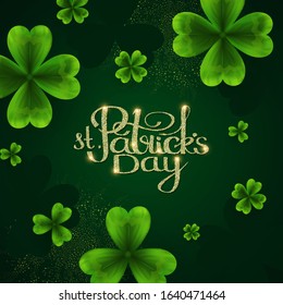 St'Patricks Day background with shamrock, lucky clover leaves.