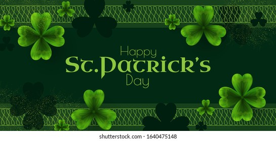 St'Patricks Day background with shamrock, lucky clover leaves.