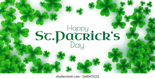 St'Patricks Day background with shamrock, lucky clover leaves.