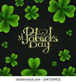 St'Patricks Day background with shamrock, lucky clover leaves.