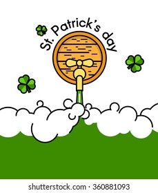 St.Patrick's Day background with traditional green beer barrel.