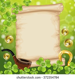 St.Patrick's Day background with vintage scroll paper.