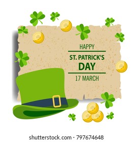 St.Patrick's Day background with vintage scroll paper.