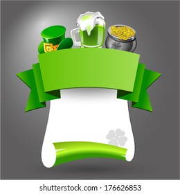 St.Patrick's Day background with a white board. Vector Illustration