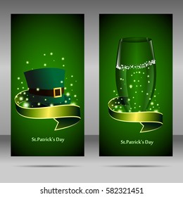 St.Patrick's Day banner with beer and hat. Vector illustration