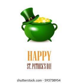 St.Patricks Day card. Vector illustration. Leprechaun Gold.