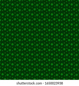 St.Patrick's Day clover, shamrock leaves vector seamless pattern background.
