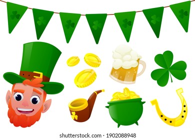 St.patrick's day element collection in cartoon design