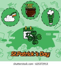 St.Patricks Day flat concept icons