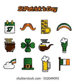 St.Patricks Day flat icons set