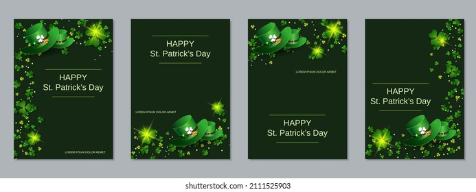 St.Patrick's Day Flyer Vector Collection. Greeting And Invitation Card, Banner, Coupon, Booklet, Voucher Design Template