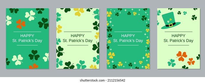 St.Patrick's Day Flyer Vector Collection. Greeting And Invitation Card, Banner, Coupon, Booklet, Voucher Design Template