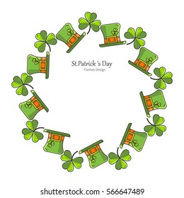 St.Patrick's Day. Frames with holiday symbols. Shamrock.
