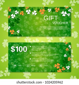 St.Patrick's Day gift voucher, discount coupon vector design template
