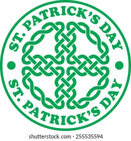 'St.Patrick's day' green stamp. Celtic knot ornament