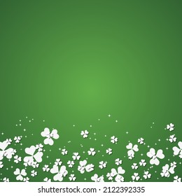St.Patrick's Day green vector background with clover leaves
