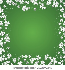 St.Patrick's Day green vector background with clover leaves