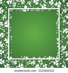 St.Patrick's Day green vector background with clover leaves