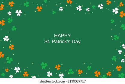 St.Patrick's Day green vector background with colorful clover leaves