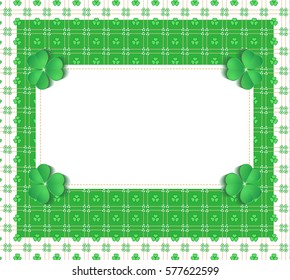 St.Patrick's Day greeting gift card white green vector