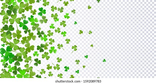 St.Patrick's day horizontal seamless background in green colors on transparent  background. Ideal for greeting card, poster and web template. Vector Illustration of a St. Patrick's Day Background