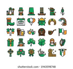 St.Patrick's Day icon set vector