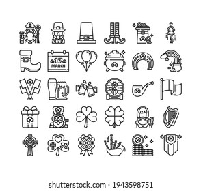 St.Patrick's Day icon set vector