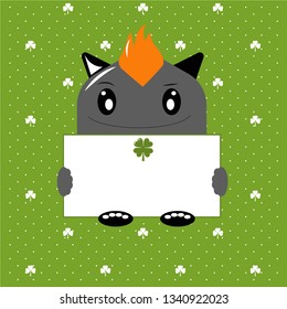 St.Patrick's Day kawaii template. Menu frame. - Vector