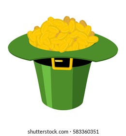 St.Patricks Day . Leprechaun hat and gold. National Holiday in Ireland. Traditional Irish Festival
