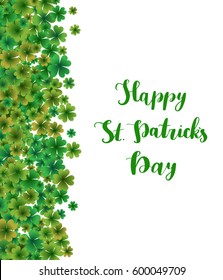 St.Patrick's Day lettering typography with leaf clover vertical stripe.
