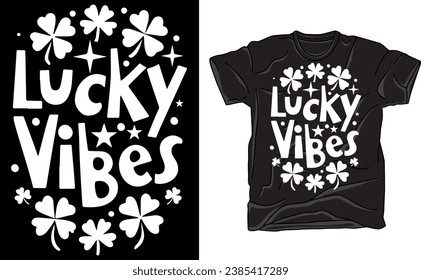 St.Patricks Day, Lucky Vibes Clover, Instant digital download 