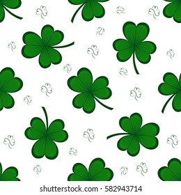 st.Patrick's day seamless background with green clover shamrocks.