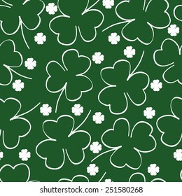 St-Patrick's Day seamless pattern with hand-drawn clover. Vector illustration.