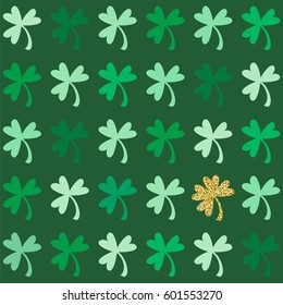 St.Patrick's Day seamless vector pattern with clover.
