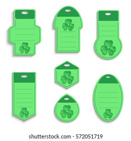 St.Patrick's Day shamrock Label paper 3D green vector
