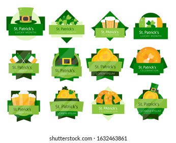 St.Patrick's day shiny badge and label collection. Vector illustration.