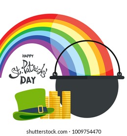 St.Patrick's Day symbols-Pot Of Gold and leprechaun hat. St.Patrick's Day background, Magical Treasure