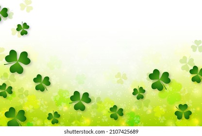 St.Patrick's Day vector background with clover leaves and light effects. Design for  flyer, banner, invitation card, coupon