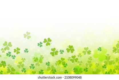 St.Patrick's Day vector background with clover leaves and light effects. Design for  flyer, banner, invitation card, coupon