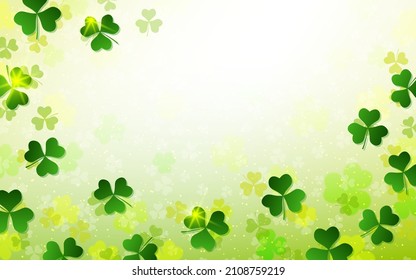 St.Patrick's Day vector background with clover leaves and light effects. Design for  flyer, banner, invitation card, coupon