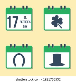 st.patrick's day vector calendars set