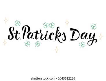 ST.PATRICKS DAY- vector illustration. Hand sketched Irish celebration design. Hand drawn typography badge, card, postcard.Vector illustration EPS 10
